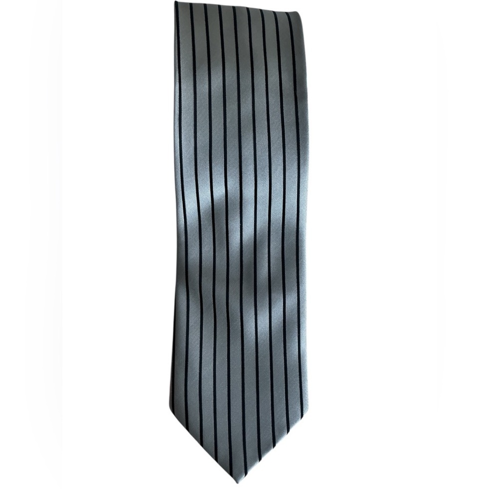 Stacy Adams Silver and Black Striped Tie